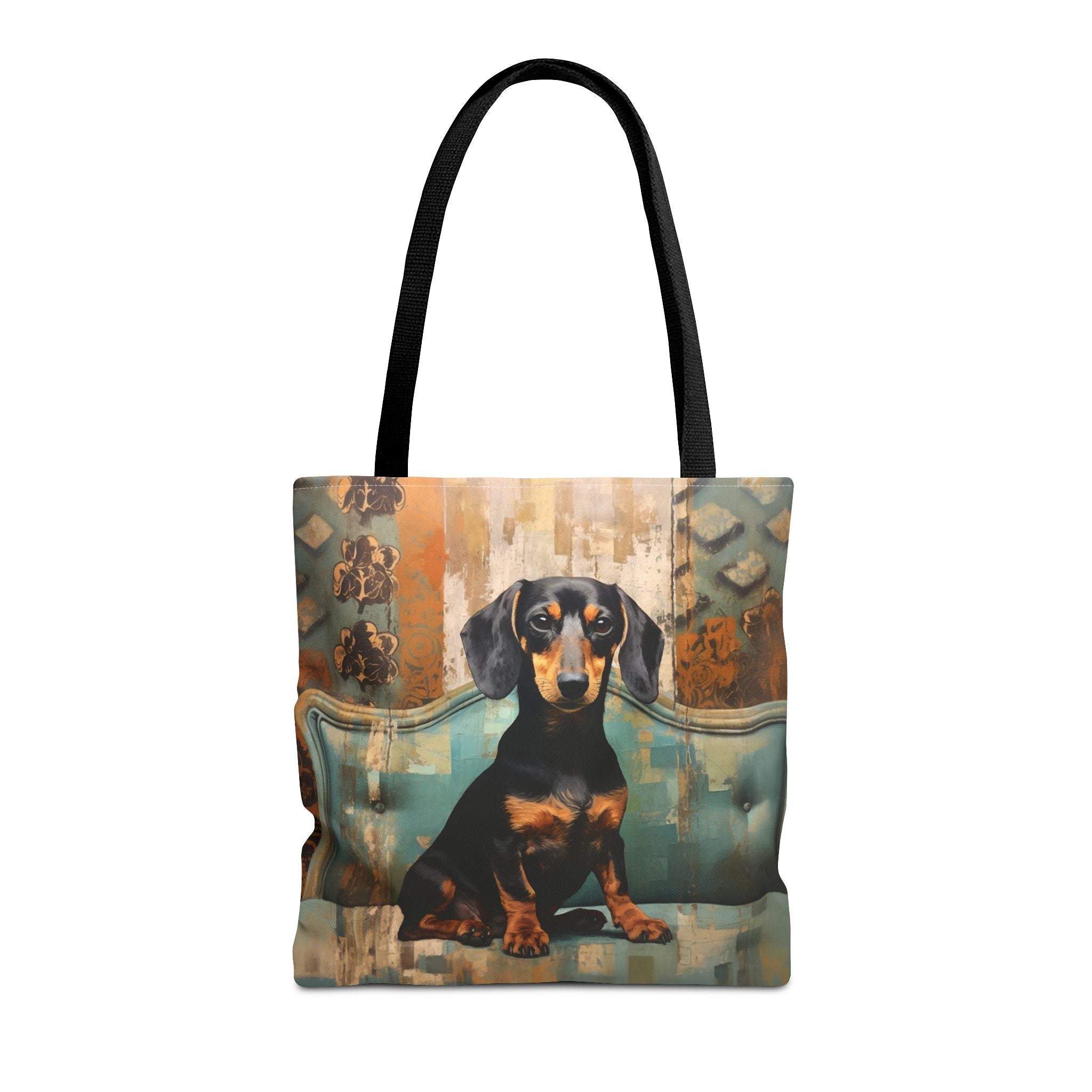 Dashing Dachshund Vintage Tote Bag, Artistic Canvas Dog Lover Gift