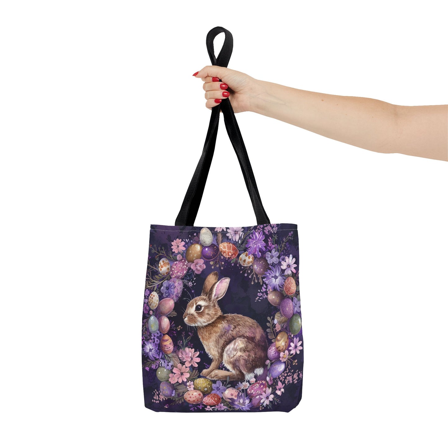 Easter Bunny Bloom Tote Bag with Pastel Floral Design