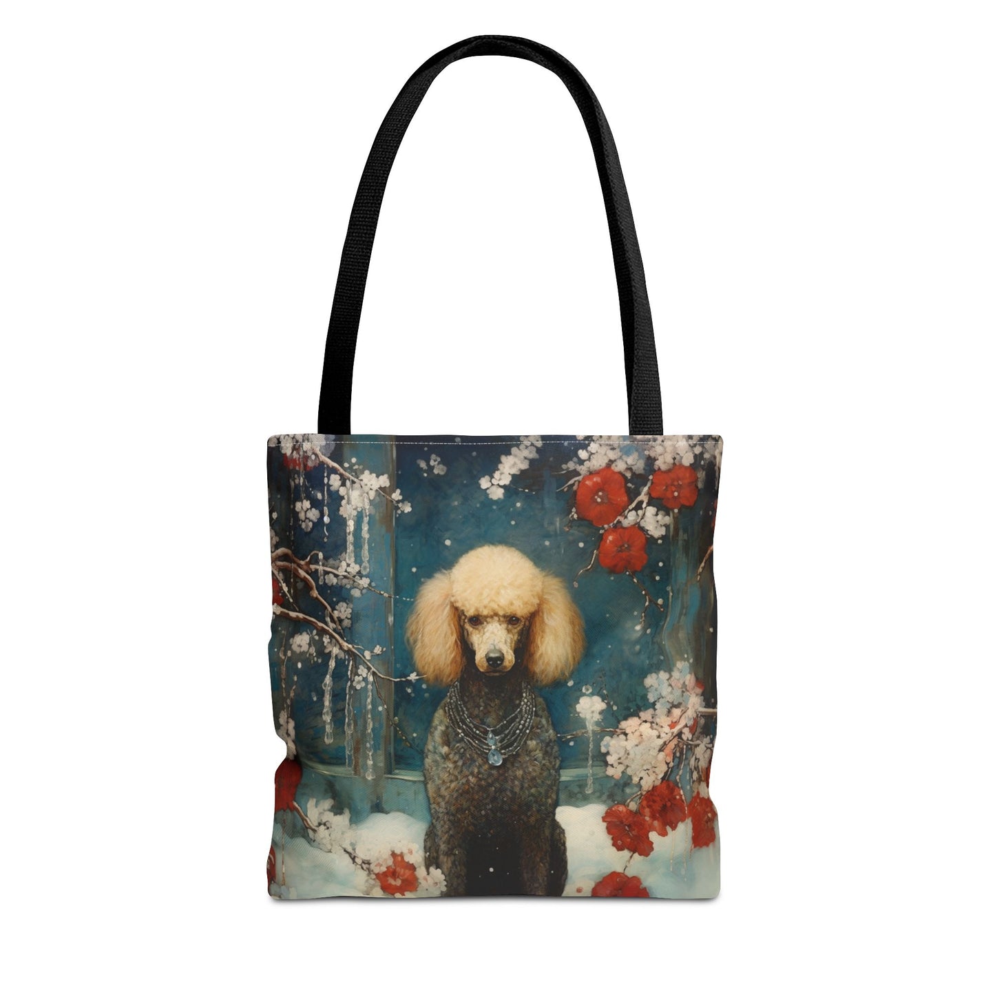 Refined Winter Poodle Tote Bag, Artistic Eco-Friendly Canvas Gift