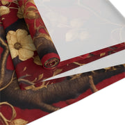 Crimson Blossom Table Runner | Red and Gold Floral Décor (72" or 90")