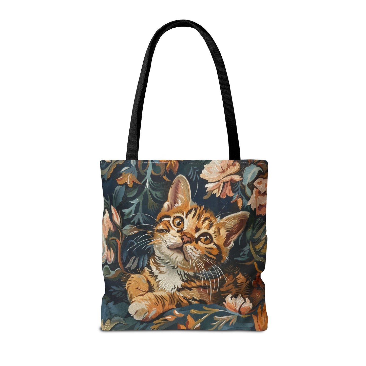 Whimsical Bengal Kitten Canvas Tote Bag, Eco-Friendly Cat Lover Gift