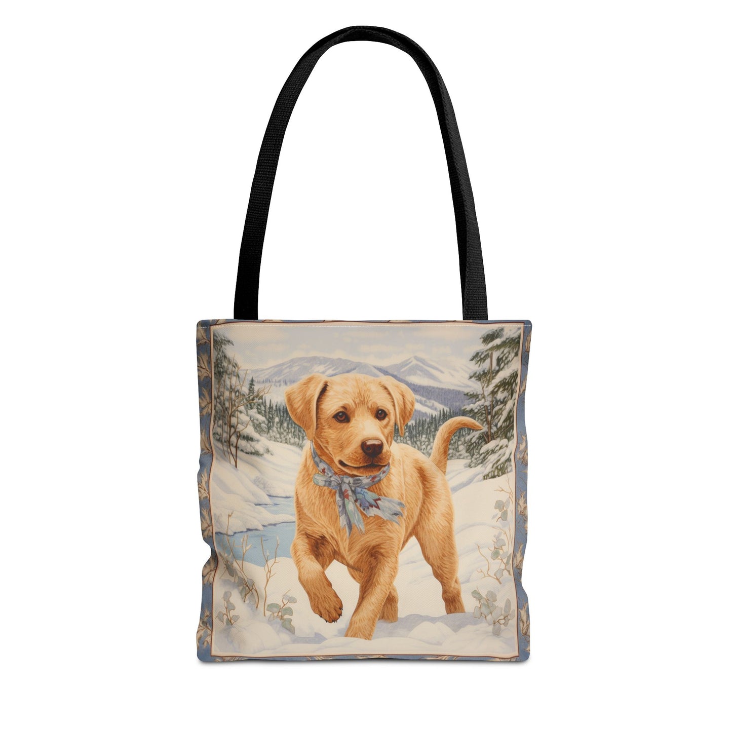 Golden Labrador Winter Tote Bag, Snowy Canvas Pet Lover Gift