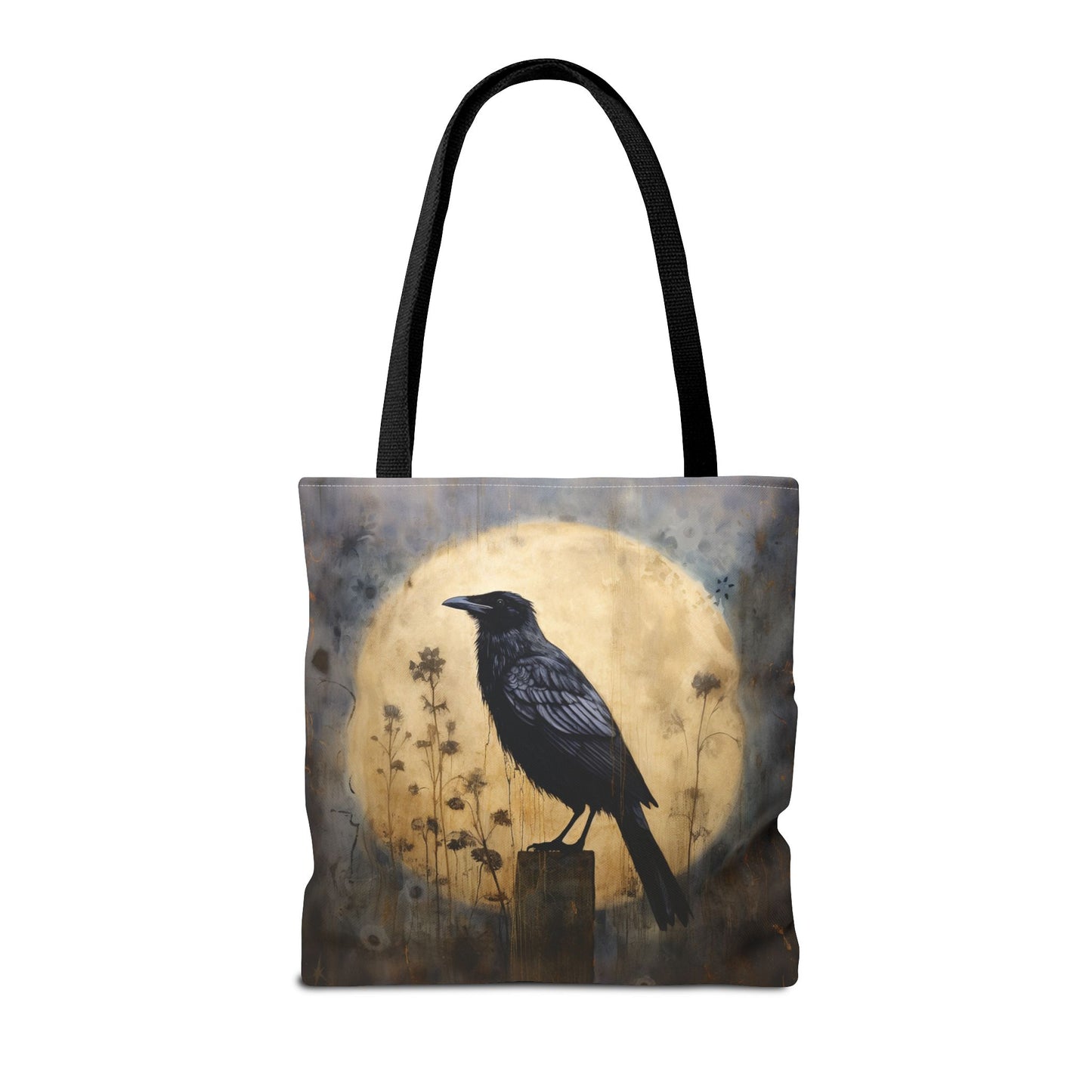 Raven Moonlit Canvas Tote Bag, Gothic Nature-Inspired Shopper