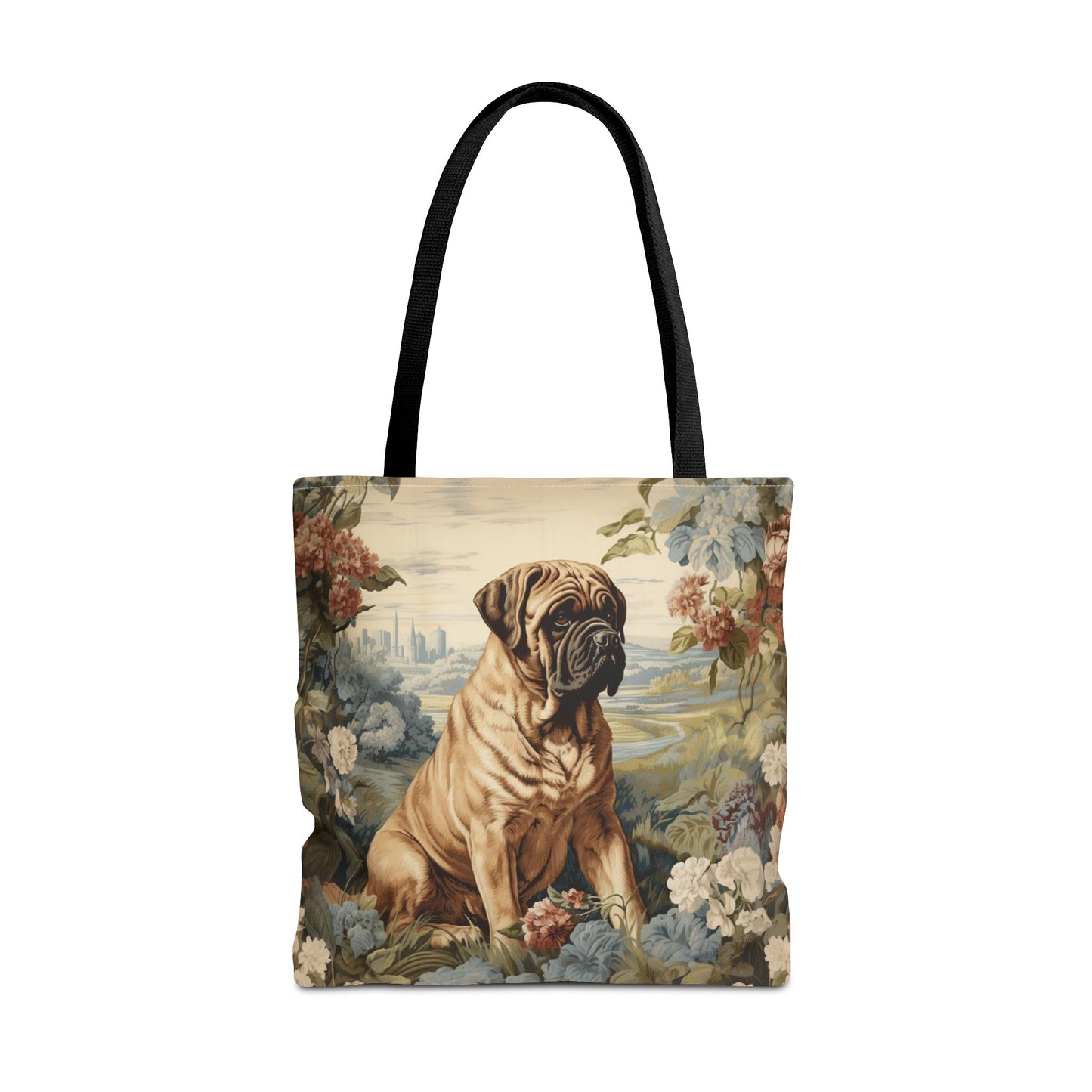 Majestic Mastiff Floral Canvas Tote Bag, Eco-Friendly Dog Lover Gift