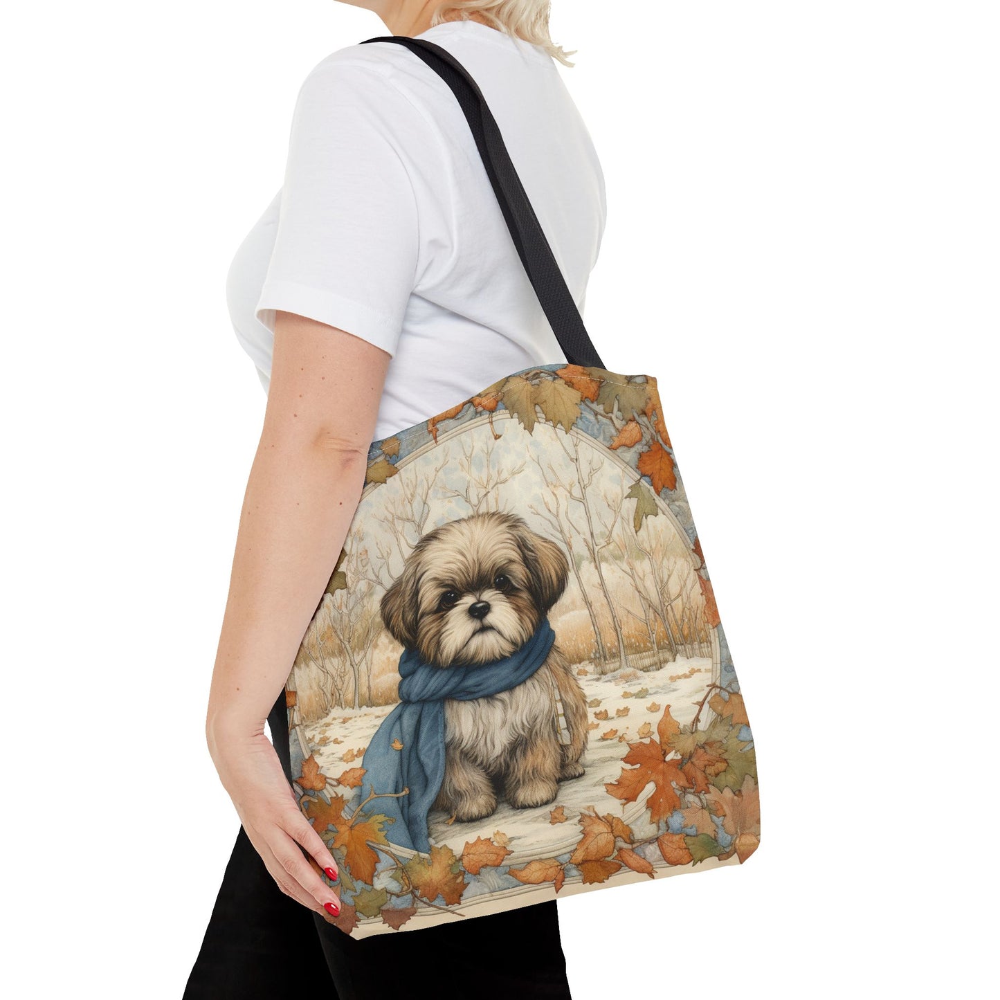 Shih Tzu Autumn Charm Canvas Tote Bag, Eco-Friendly and Stylish