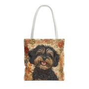 Yorkipoo Autumn Bloom Tote Bag, Eco-Friendly Canvas for Dog Lovers