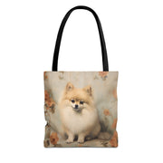 Pomeranian Floral Canvas Tote Bag – Vintage Dog Lover Gift