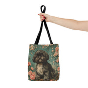 Shih Tzu Elegance Floral Tote Bag – Artistic Dog Lover’s Delight