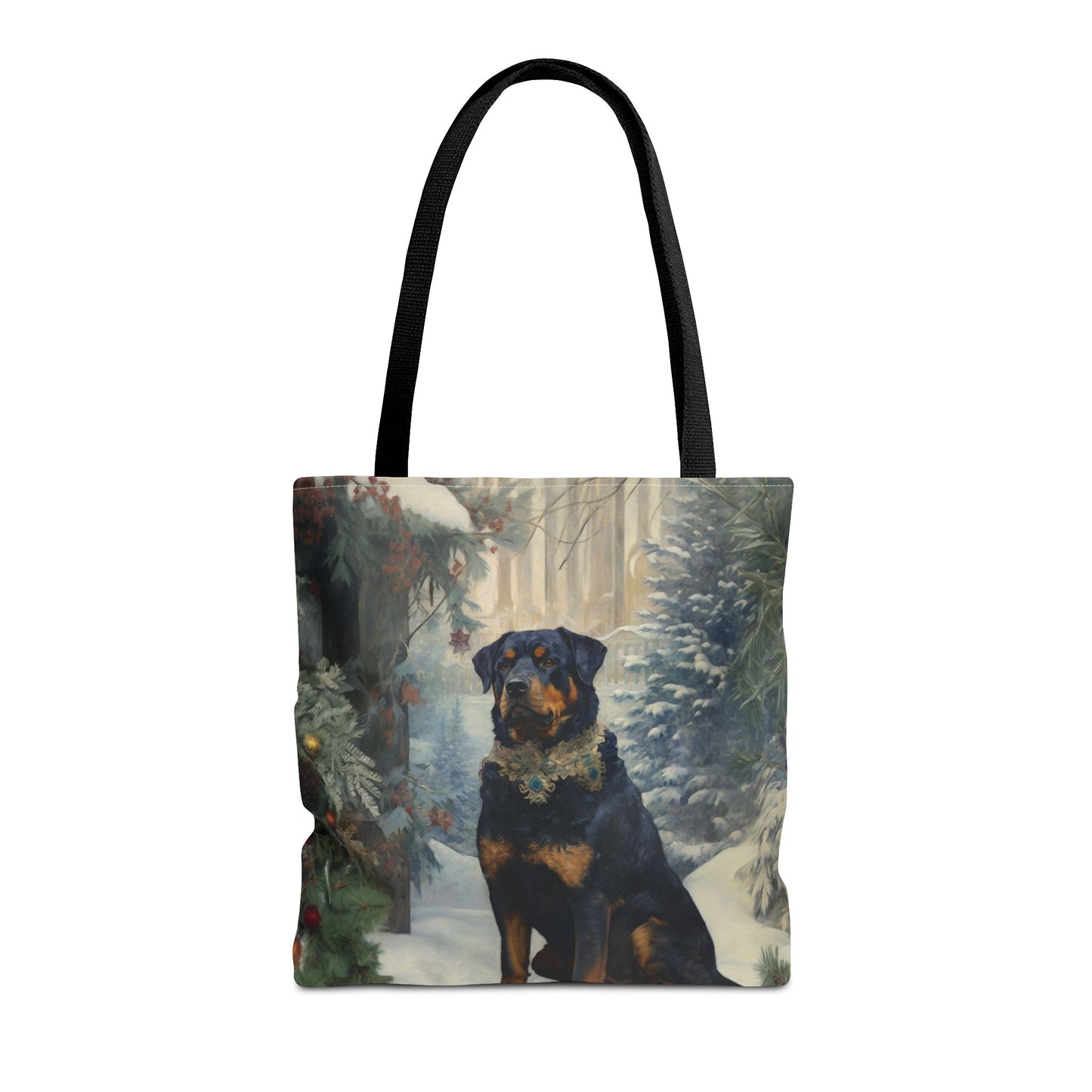 Rottweiler Winter Wonderland Canvas Tote Bag - Festive and Eco-Friendly