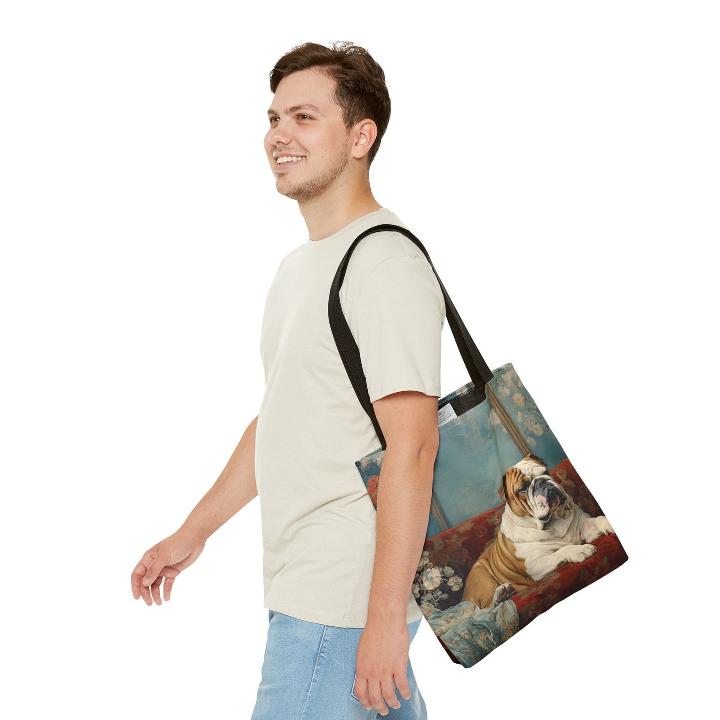 Refined Bulldog Art Canvas Tote Bag - Stylish and Eco-Friendly Gift