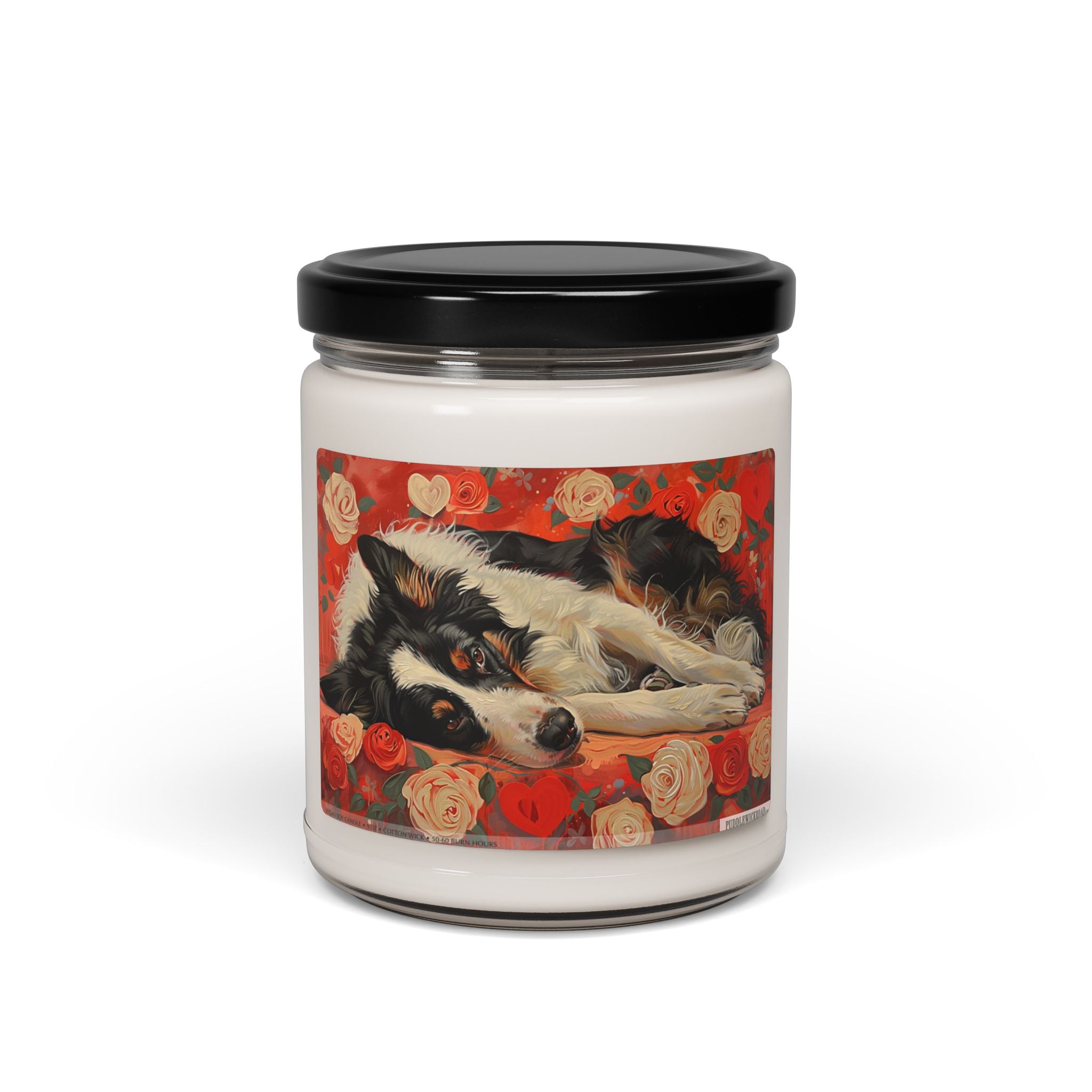 Border Collie Rose Garden Candle – Perfect Gift for Dog Lovers