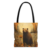 Sunset Wilderness Bear Tote Bag, Artistic Eco-Friendly Canvas Gift