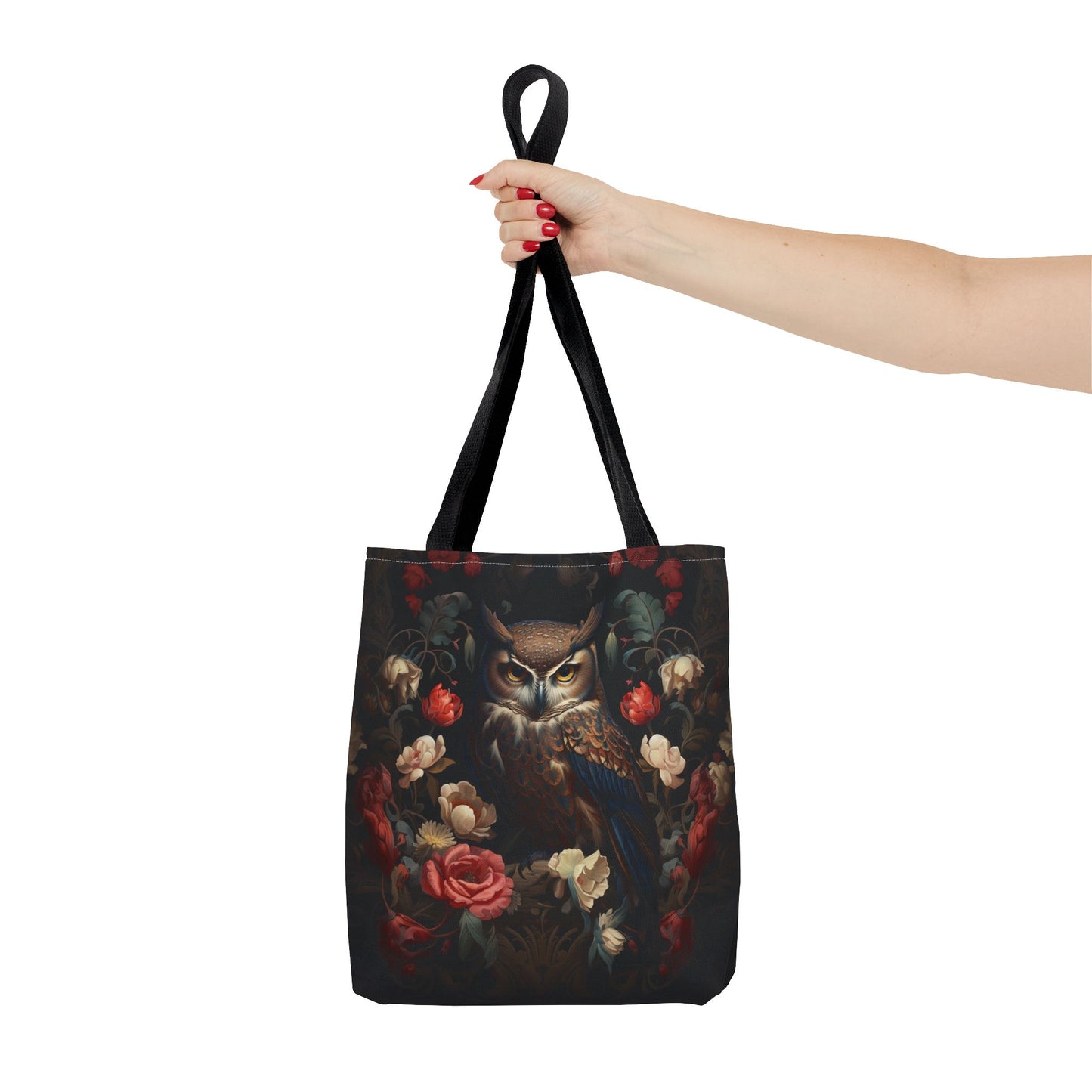 Elegant Owl and Floral Canvas Tote Bag, Eco-Friendly Daily Tote