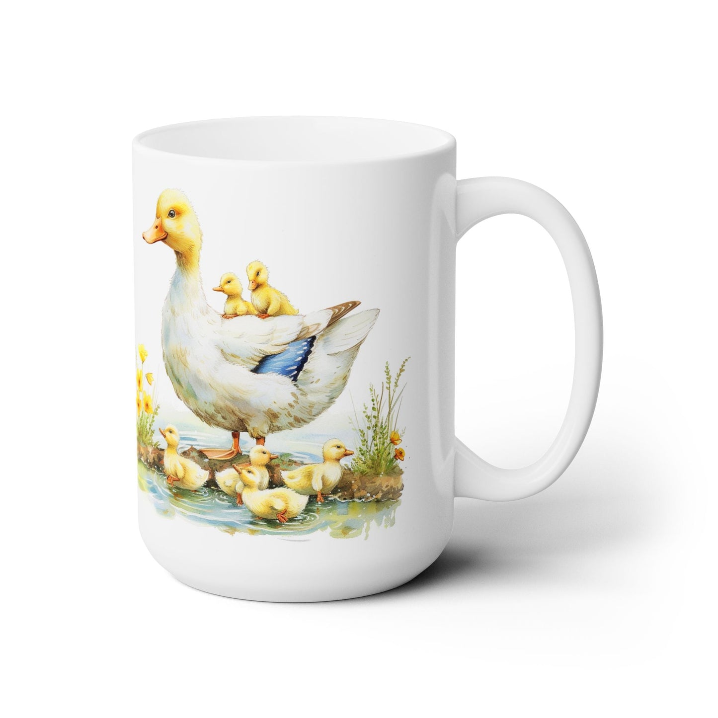 Mother Duck and Ducklings Coffee Mug - Adorable Pond Design for Bird Lovers