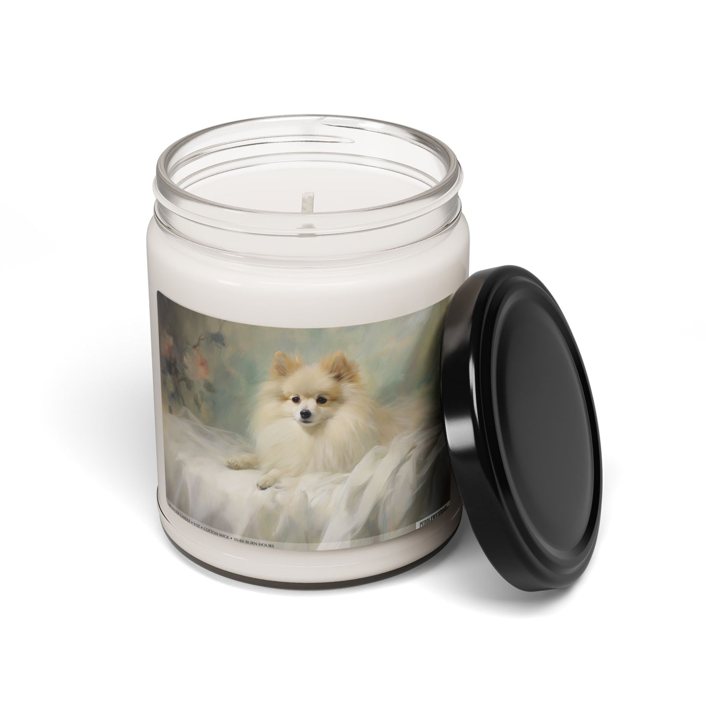 Elegant Pomeranian Soy Candle – Dog Lover Gift & Memorial Keepsake