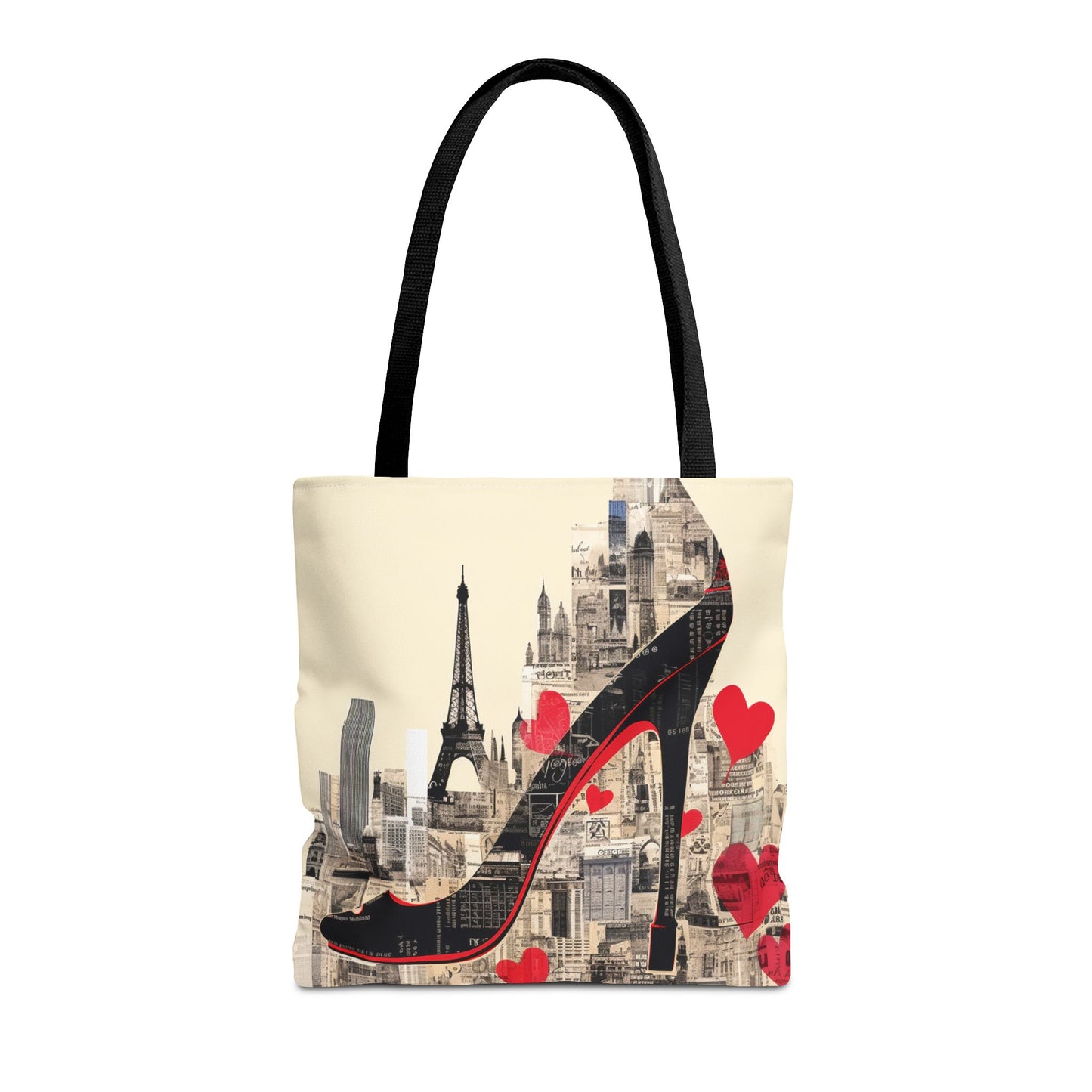 Parisian Glam High Heel Canvas Tote Bag, Stylish and Eco-Friendly Shopper