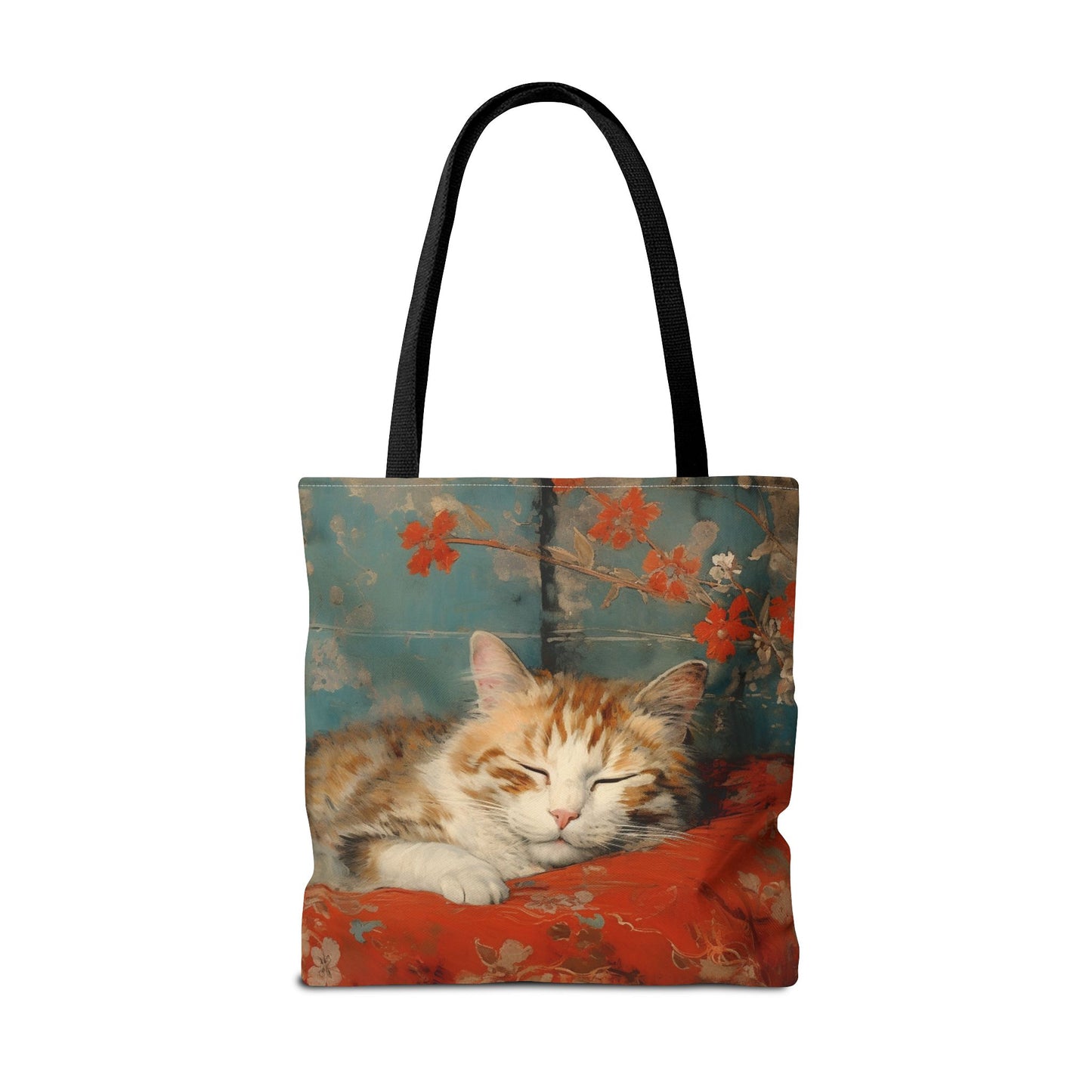 Tranquil Autumn Cat Tote Bag, Artistic Eco-Friendly Canvas for Cat Lovers