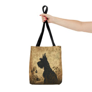 Scottish Terrier Vintage Floral Tote Bag, Elegant Eco-Friendly Design