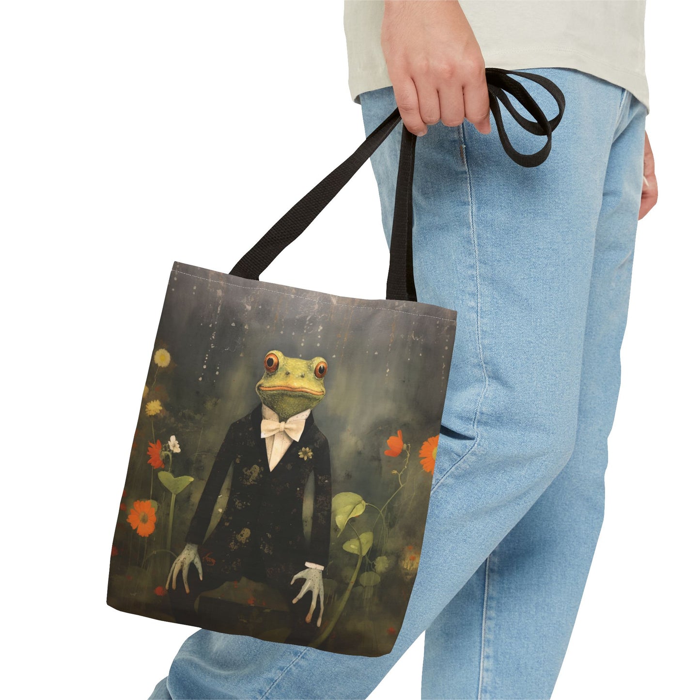 Frog Prince Canvas Tote Bag, Eco-Friendly Shopping Bag for Nature Lovers