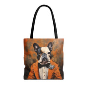 French Bulldog Formal Portrait Canvas Tote Bag, Stylish & Eco-Friendly Accessory