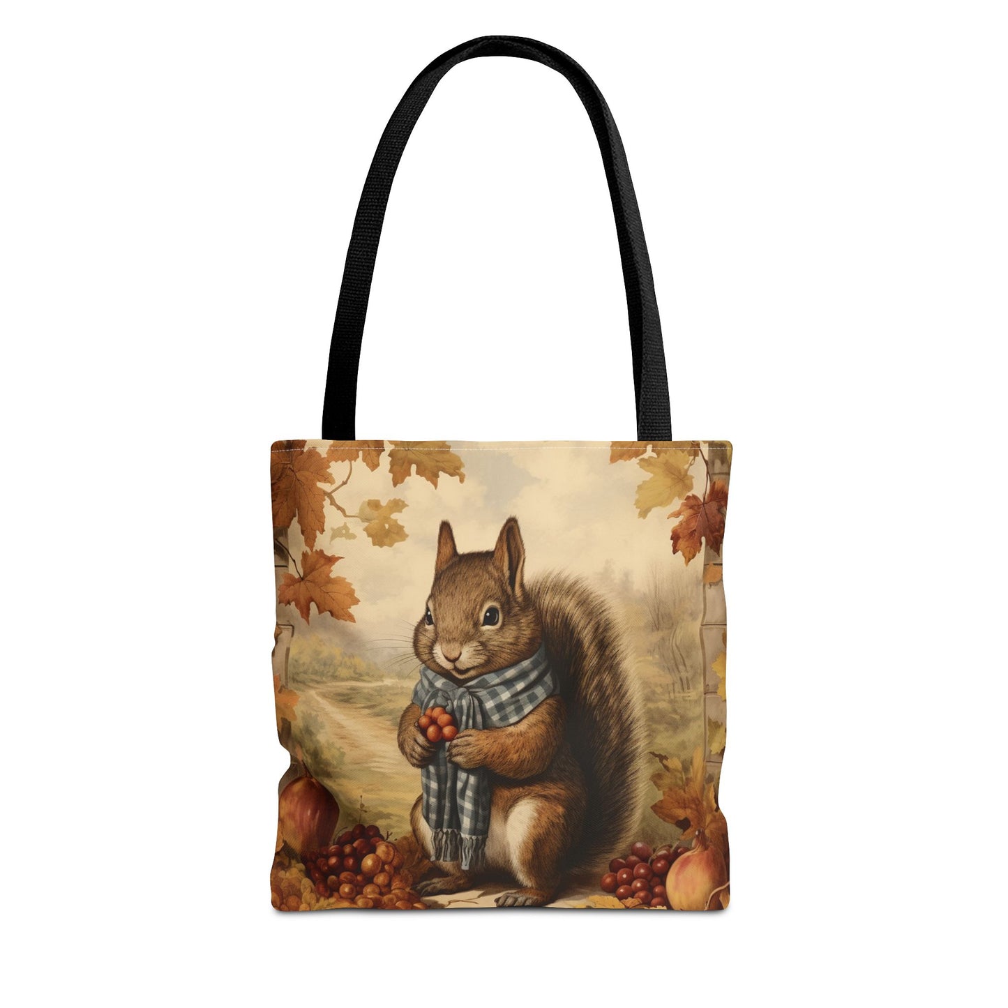 Autumn Squirrel Tote Bag, Festive Eco-Friendly Canvas for Thanksgiving