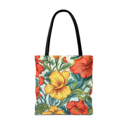 Hibiscus Blooms Eco-Friendly Tote Bag, Vibrant Floral Design for Market Trips