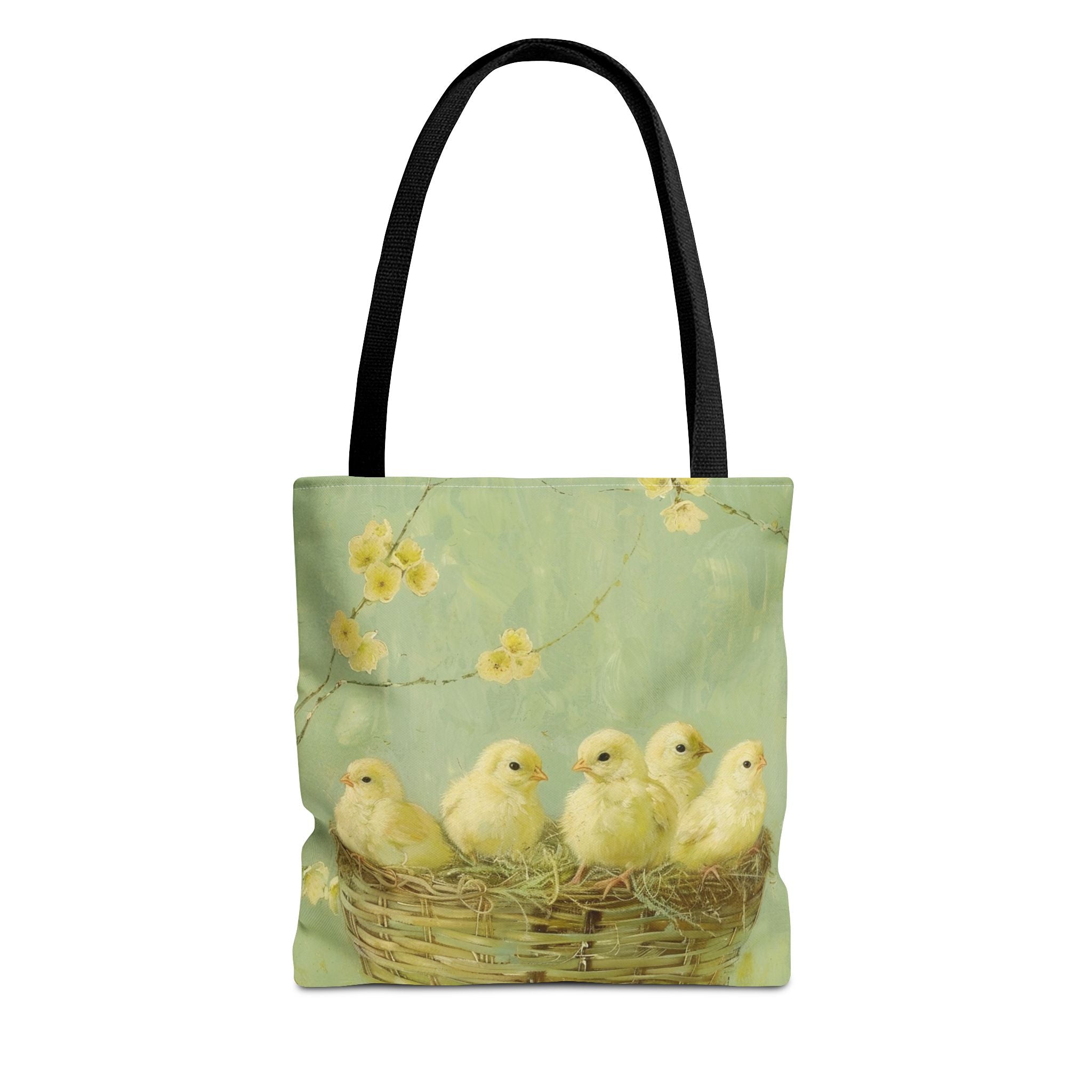 Charming Easter Chicks Spring Blossom Canvas Tote Bag