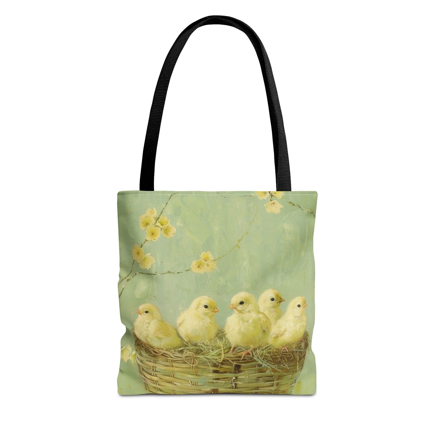 Charming Easter Chicks Spring Blossom Canvas Tote Bag