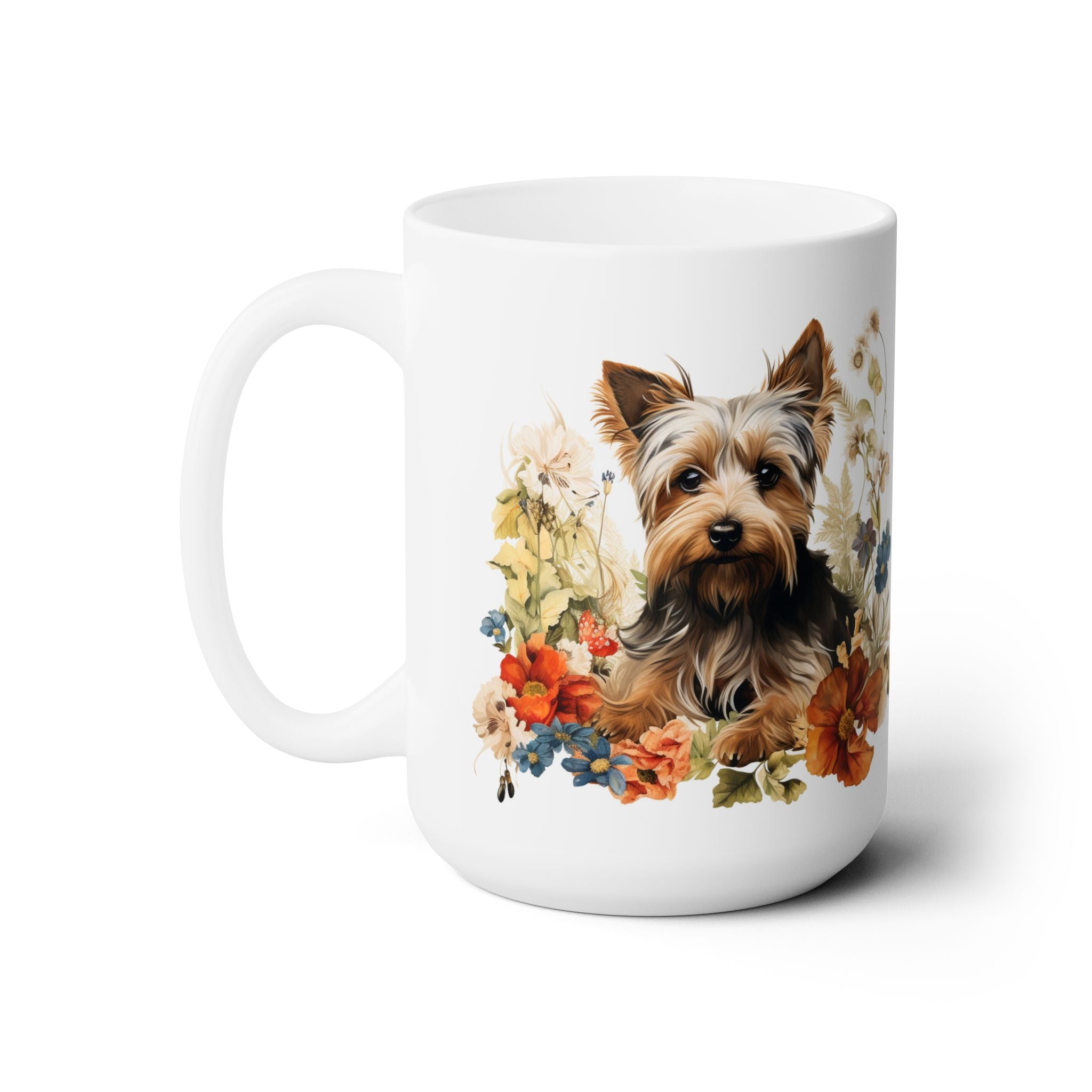 Charming Yorkie Mug with Floral Design - Perfect Dog Lover Gift