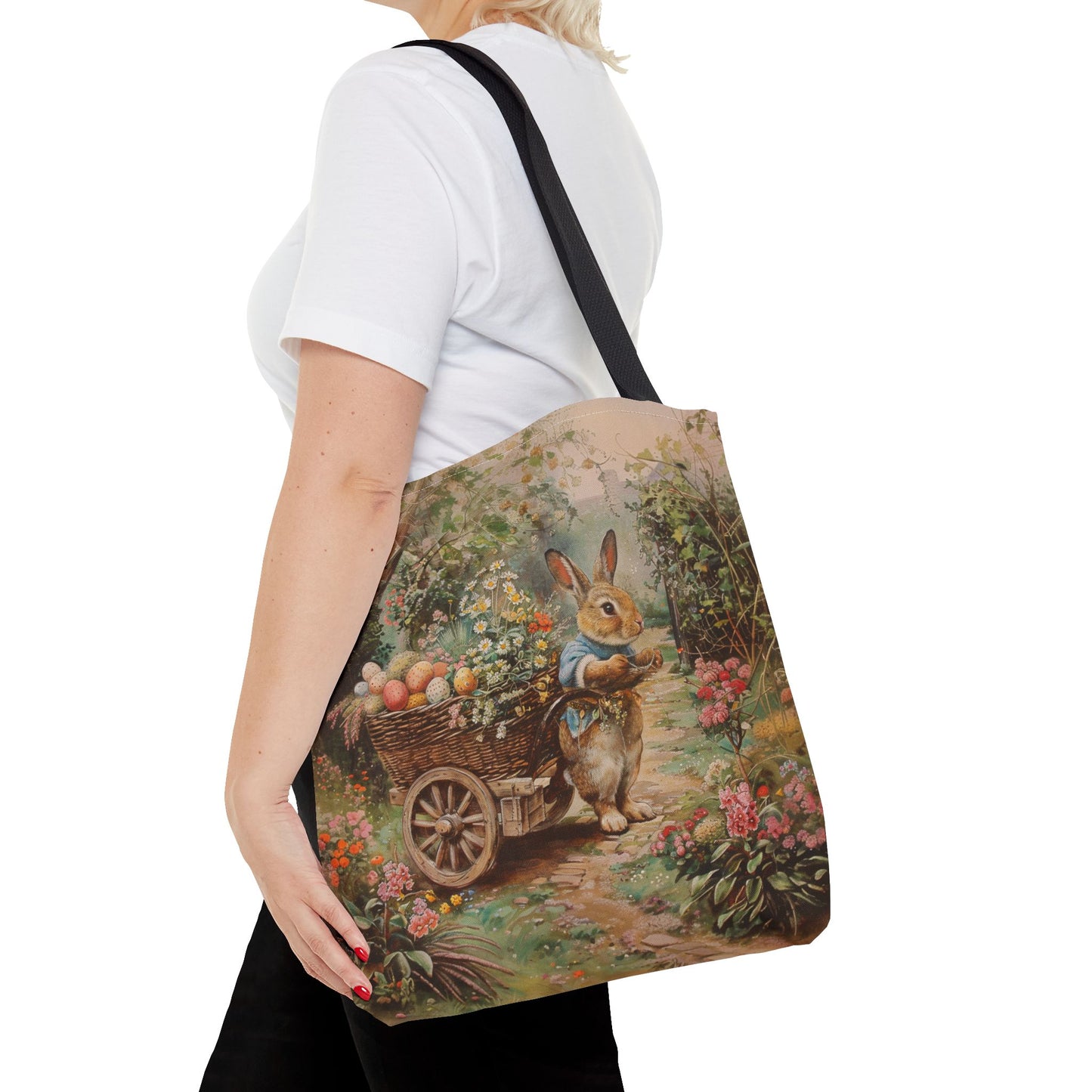 Whimsical Easter Bunny Garden Scene Tote Bag