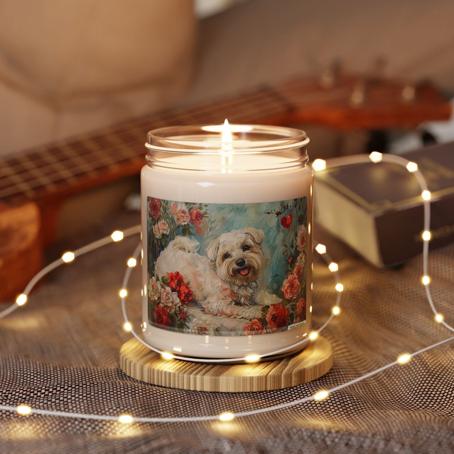 Maltese Dog Candle – Vintage Floral Soy Gift for Pet Lovers