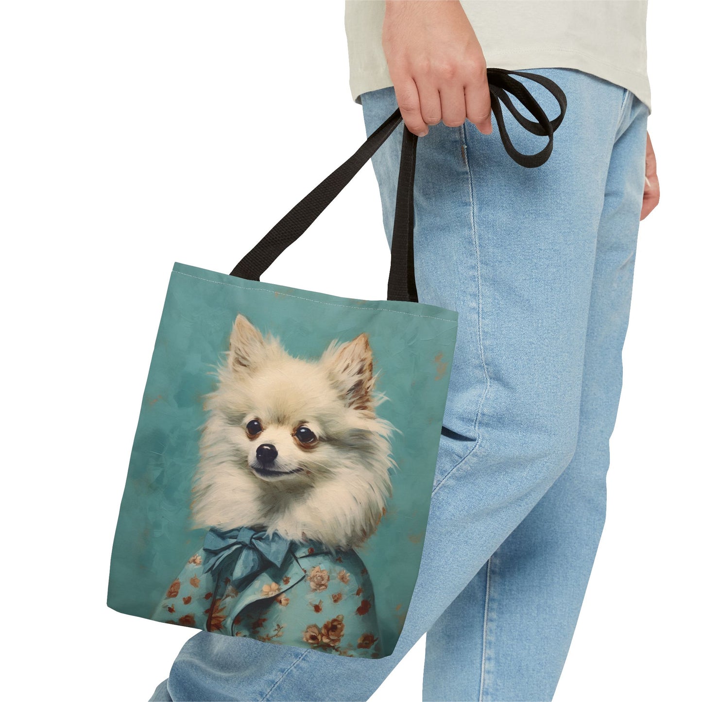 Elegant Pomeranian Canvas Tote Bag, Charming Gift for Dog Lovers