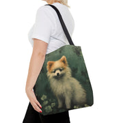 Pomeranian Forest Charm Canvas Tote Bag, Eco-Friendly Dog Lover Gift