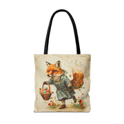 Vintage Easter Fox Tote Bag, Charming Canvas Shopping Gift Bag