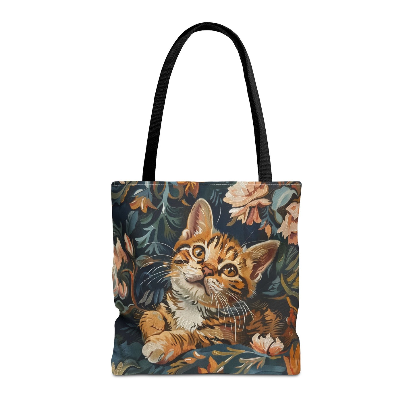 Whimsical Bengal Kitten Canvas Tote Bag, Eco-Friendly Cat Lover Gift