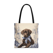 Chocolate Lab Puppy Tote Bag, Floral Artistic Eco-Friendly Gift