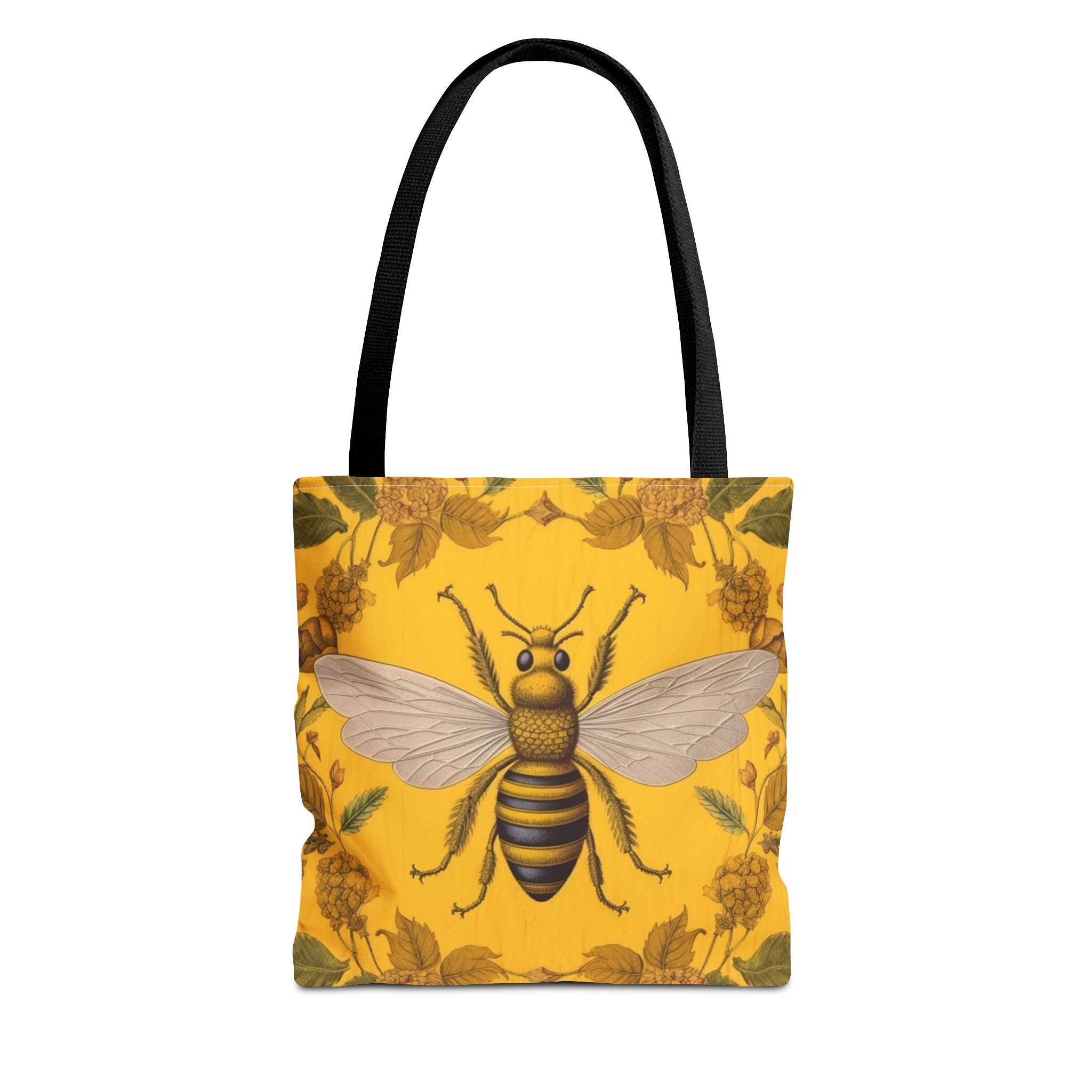 Vintage Golden Bee Canvas Tote Bag, Eco-Friendly Market Bag