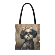 Shih Tzu Elegance Canvas Tote Bag, Chic and Eco-Friendly for Dog Lovers