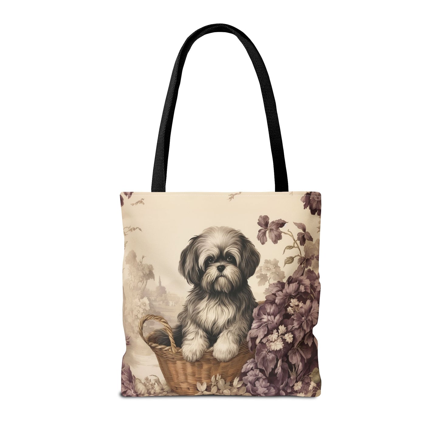 Shih Tzu Floral Garden Tote Bag, Eco-Friendly Pet Lover Gift