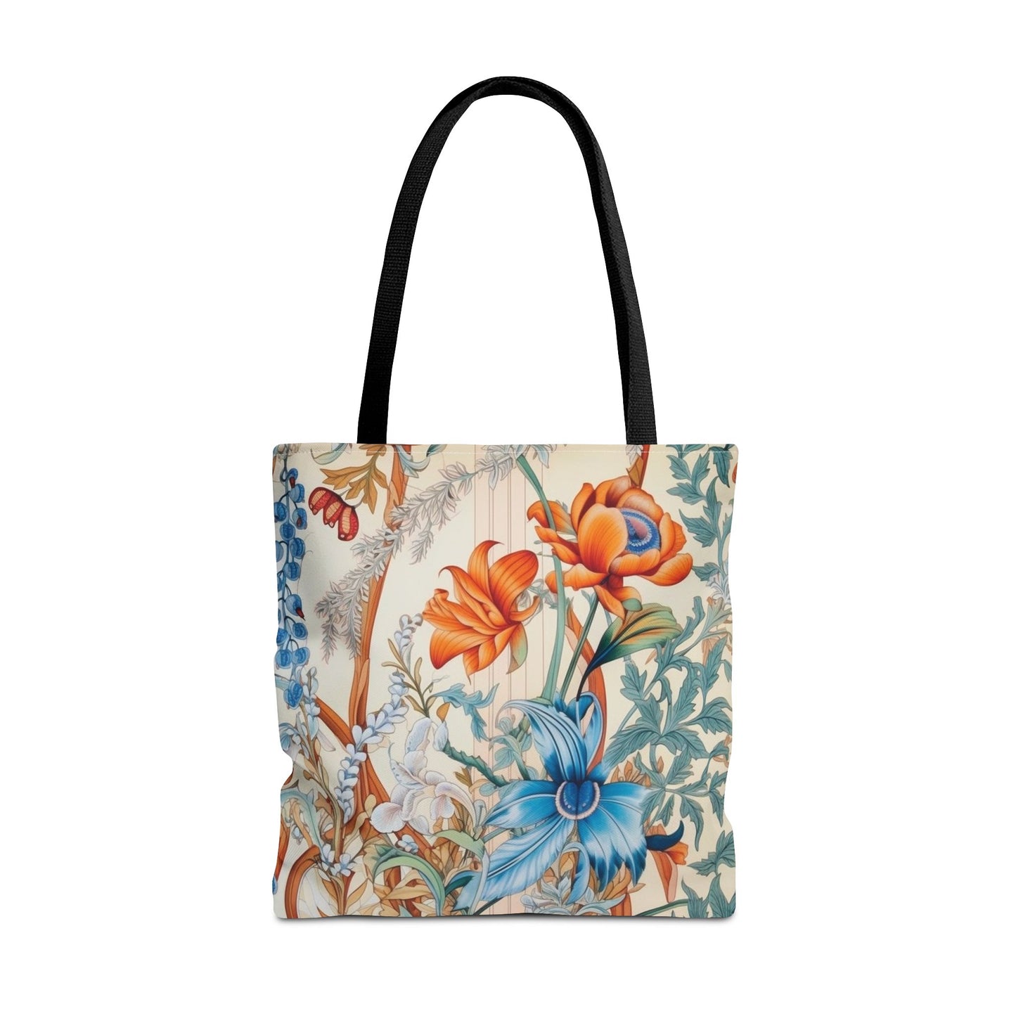 Floral Elegance Canvas Tote Bag, Eco-Friendly Reusable Market Bag