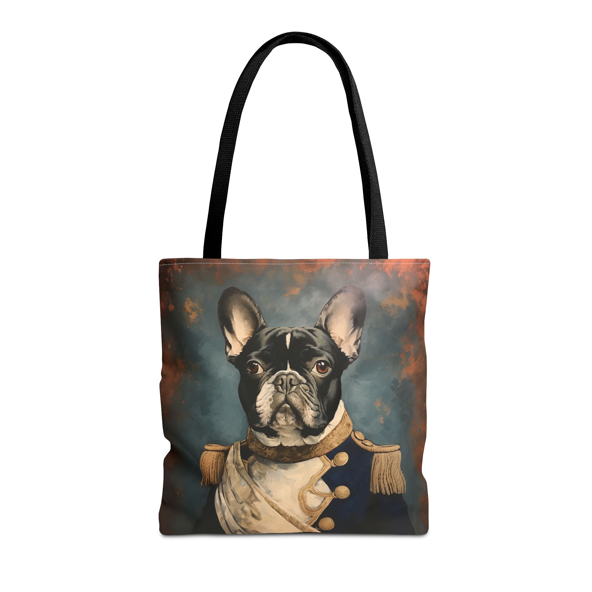 French Bulldog Commander Canvas Tote Bag, Regal Design for Dog Lovers