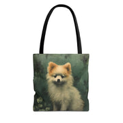 Pomeranian Forest Charm Canvas Tote Bag, Eco-Friendly Dog Lover Gift