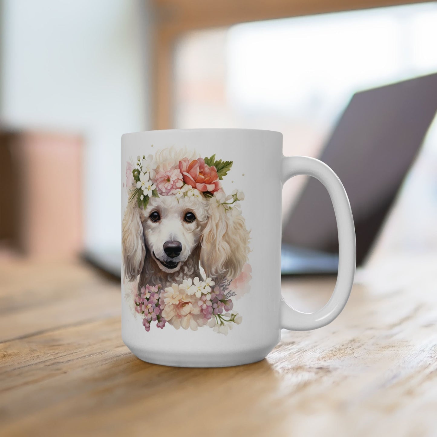 Poodle Floral Crown Coffee Mug – Perfect for Dog Lovers and Gifts