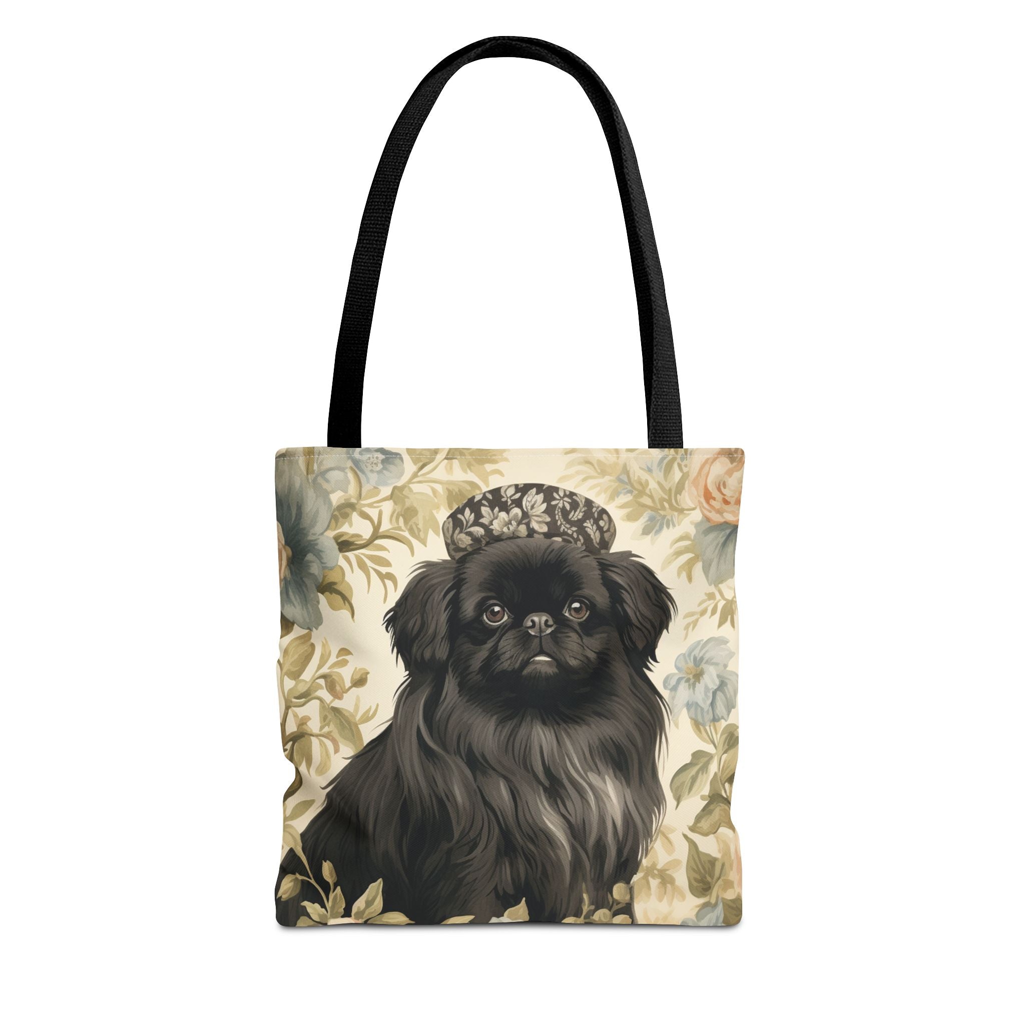 Charming Pekingese Floral Tote Bag, Elegant Art for Dog Lovers