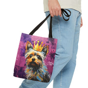 Regal Yorkie Crown Tote Bag – Artistic Eco-Friendly Canvas