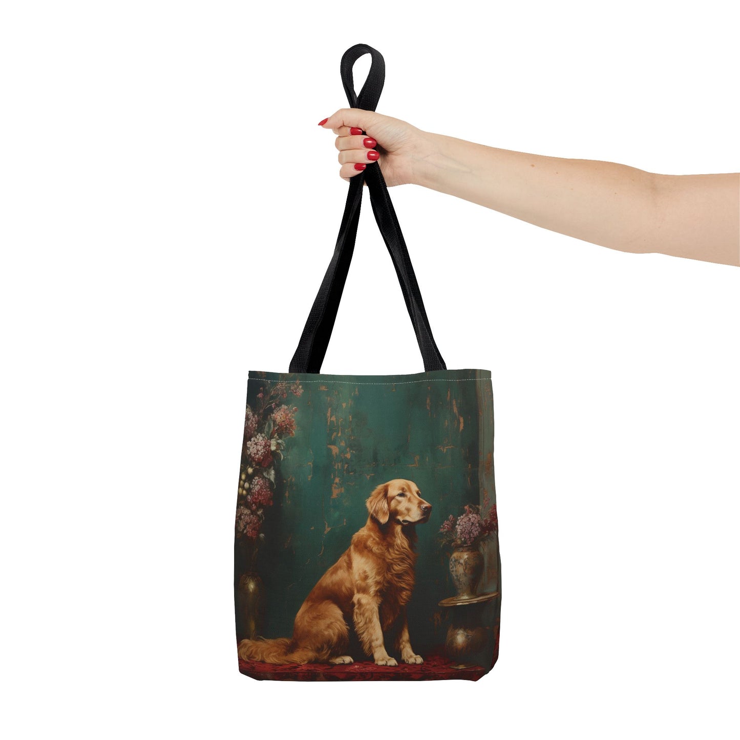 Golden Retriever Floral Art Tote Bag, Eco-Friendly Dog Lover Gift