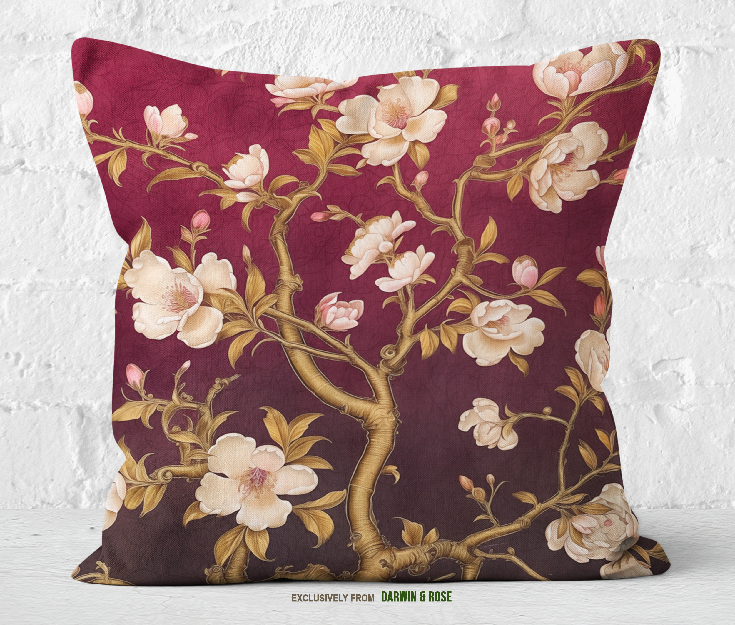 Blossoming Magnolia Throw Pillow - Asian-Inspired Elegance for Modern Decor