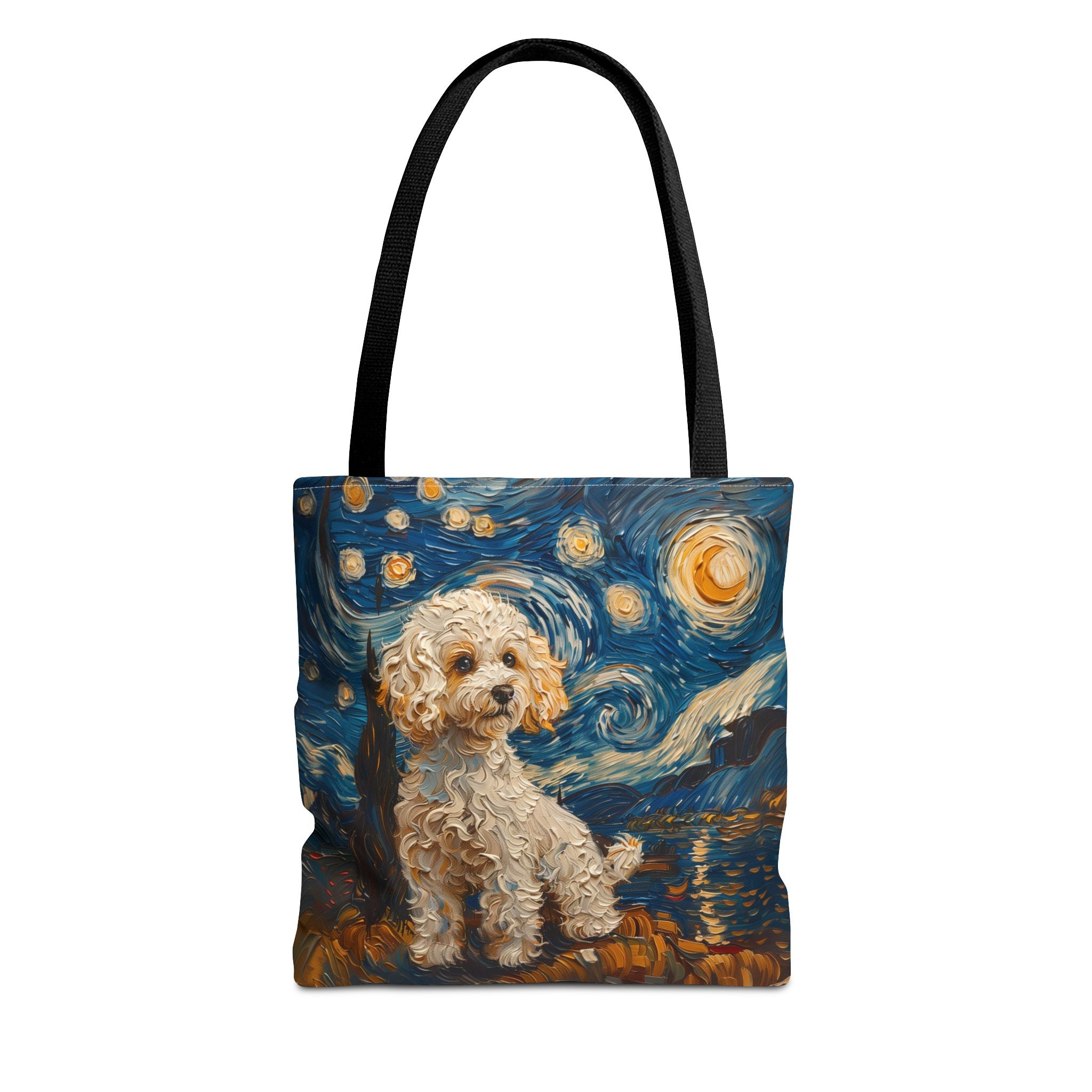 Starry Night Poodle Tote Bag, Artistic Eco-Friendly Canvas Design - Darwin & Rose