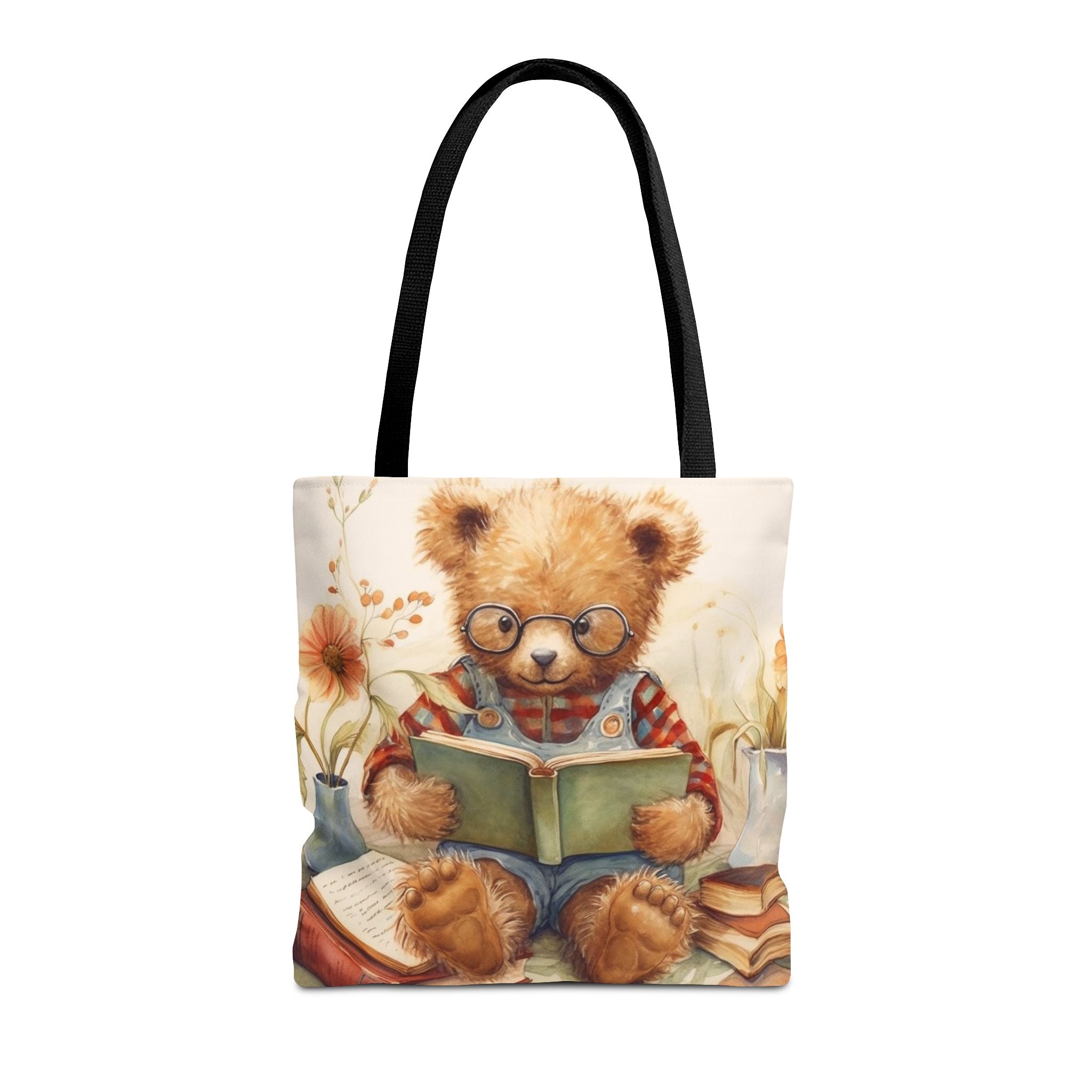 Whimsical Teddy Bear Reading Tote Bag, Eco-Friendly Gift for Readers