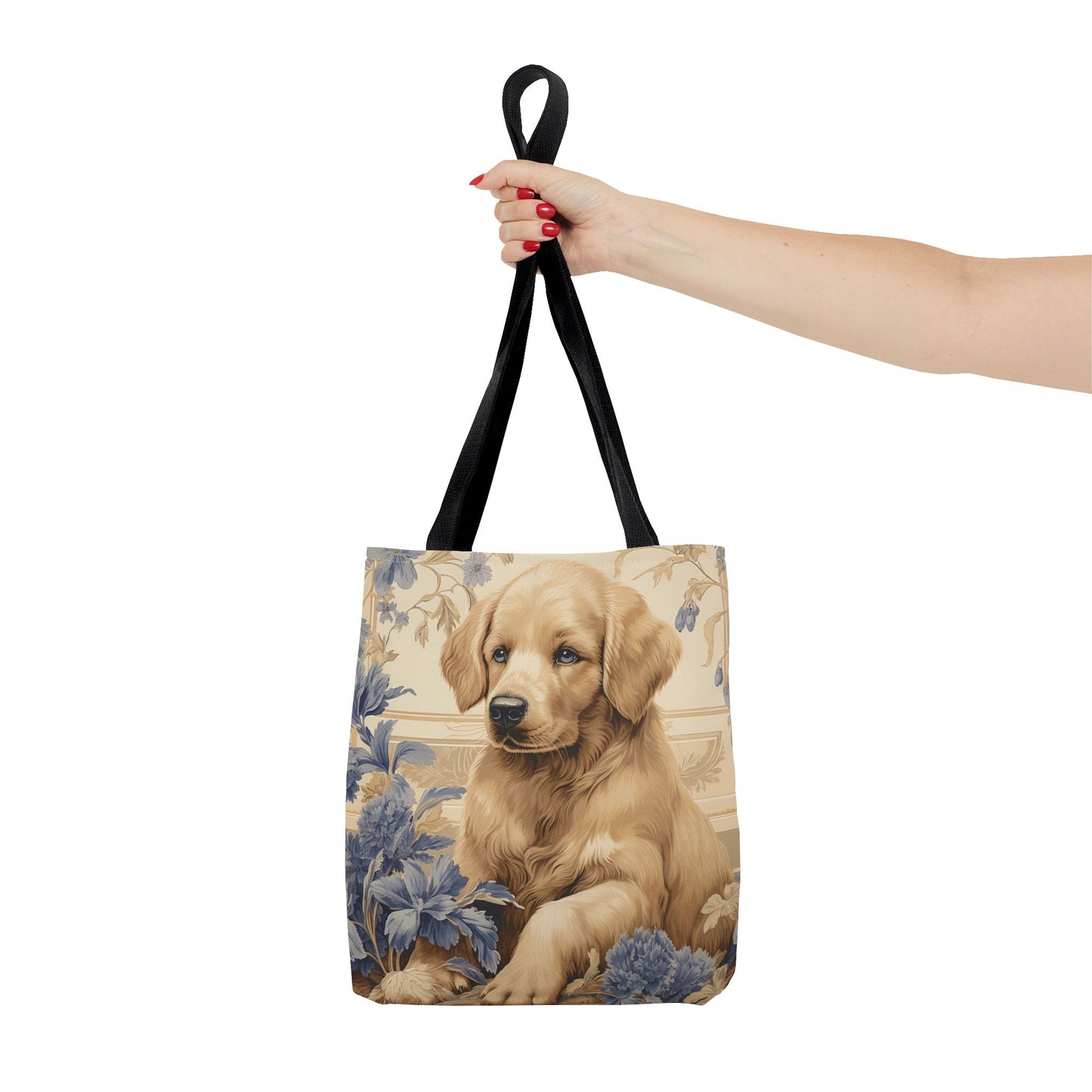 Golden Retriever Blossom Canvas Tote Bag, Artistic Eco-Friendly Design